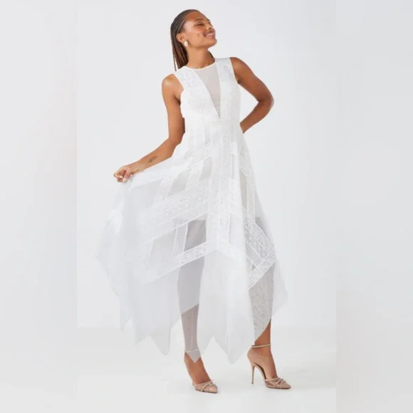 BCBGMaxAzria | Dresses | Bcbgmaxazria Andi Handkerchief Dress Offwhite |  Poshmark